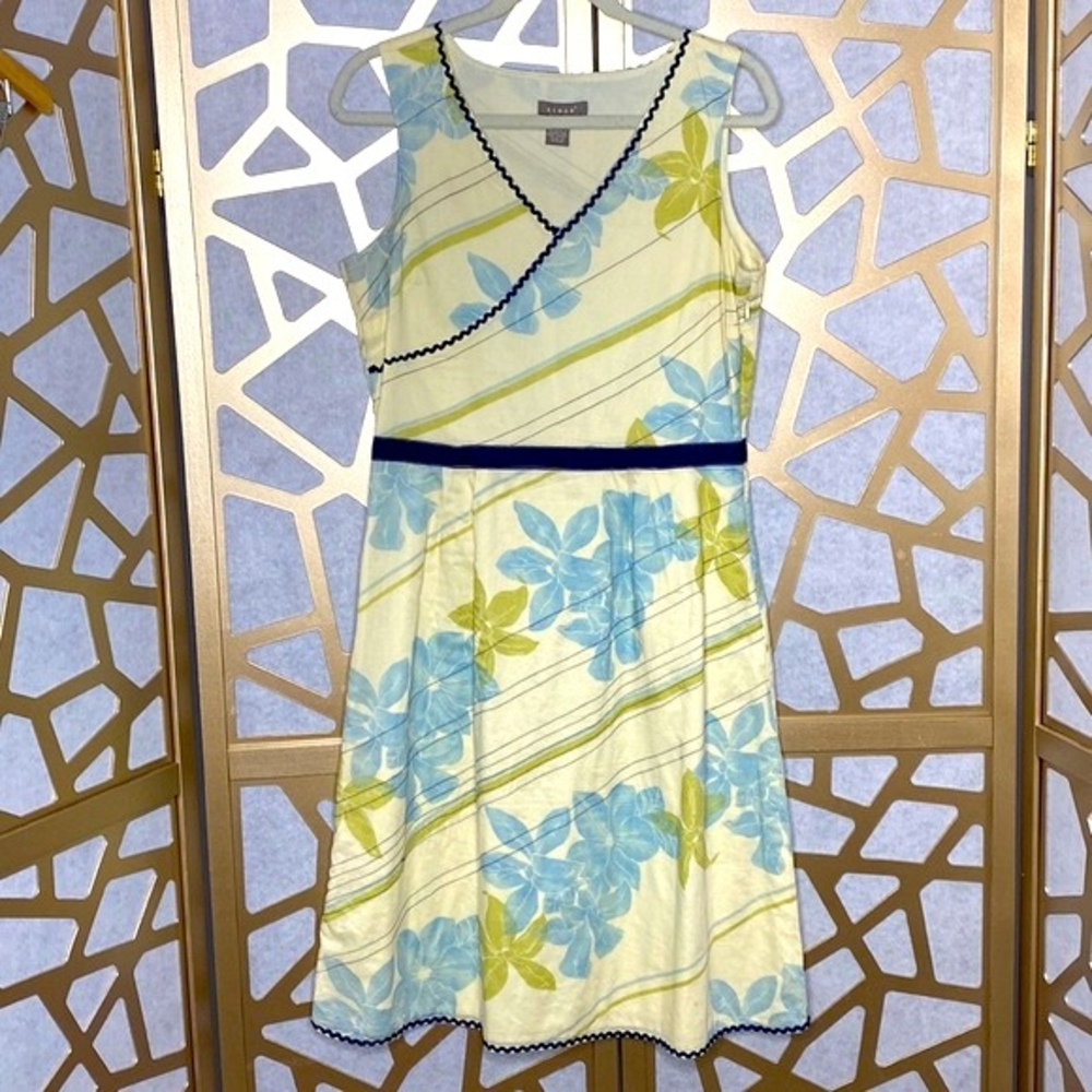 KENAR Floral Blue & Green‎ V-neck Sundress